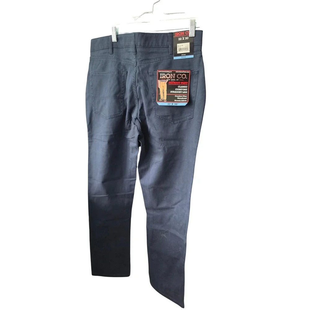 Iron Co Patriot Pant Mens 32x30 Midnight Blue New Straight Leg Comfort Flex